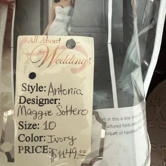 NWT Maggie Sottero Wedding Dress Strapless Organza Ivory Size 10 - Picture 15 of 15